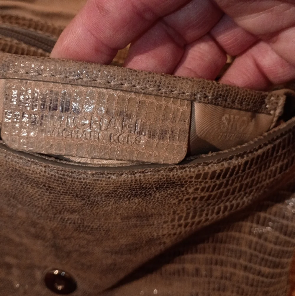 MICHAEL KORS Snake Embossed Foldover Convertible Bag In Taupe - Picture 10 of 16